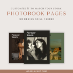 Editable "Forever Yours" photobook cover options in multiple colors and photos