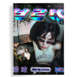 Y2K Vol. 1 photobook cover with 3D chrome graffiti-style lettering, layered portrait photos, and streetwear-inspired Y2K typography