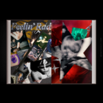 Y2K photobook spread "Feelin' Rad" by darlaeart.com — film strip photo collage with red star-shaped grunge montage